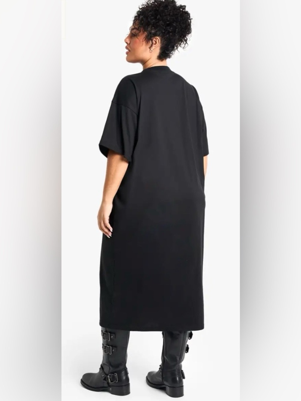 PrettyLittleThing Black Oversized Midi T-Shirt Dress - Picture 3 of 8